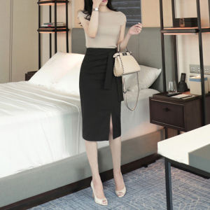 PIAOYA | High Waist Slit A-Line Office Lady Pencil Skirt for Spring and Summer