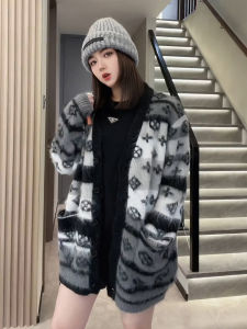 plus Size Womens College Style Sweater Coat Spring Autumn Outerwear Fat Sister Knitted Top Casual High Waist Korean Version