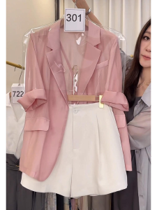 Young and Capable Korean Style Fashion Lightly Mature Suit Outwear Denim Casual Fashionable Stylish Accessible Luxury Classy Wide Leg Shorts Summer