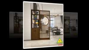 Vách ngăn phòng khách vách ngăn tủ kệ bằng gỗm bình phong tranh 4VTK25 - NỘI THẤT LẮP RÁP VIENDONGADV