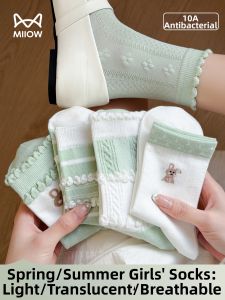 MiiOW | Antibacterial Deodorant Ruffled Edge Ballet Style Summer Thigh-High Socks
