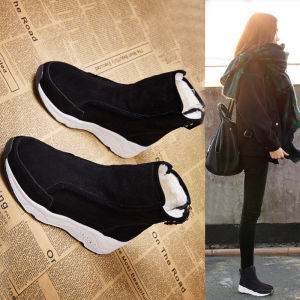 Winter Thick Bottom Snow Boots Womens Fur Leather Integrated Fleece Lined Warm Student Korean Short Cotton Shoes