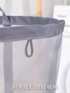 Nylon Mesh Laundry Bag Large Capacity Breathable Clothes Socks Storage Basket With Handle Foldable Toys Storage Bag