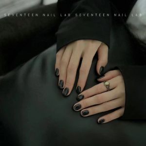 Short Pure Color Black Nail Tips round Head Square Head False Nails Wearable Nail Art Stickers Cool Sweet Spicy Single Color Student