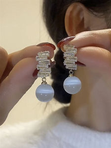 Accessible Luxury Shining Diamond Zircon Opal Sterling Silver Needle Earrings Elegant Classy French Fashion Earrings Spring and Summer New Arrival Women