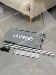 Foldable Dirty Laundry Basket Rack 2/3 Grid Dirty Storage Bag Sorting Stand for Large-capacity Dustproof Waterproof Clothes Box for Bathroom Room