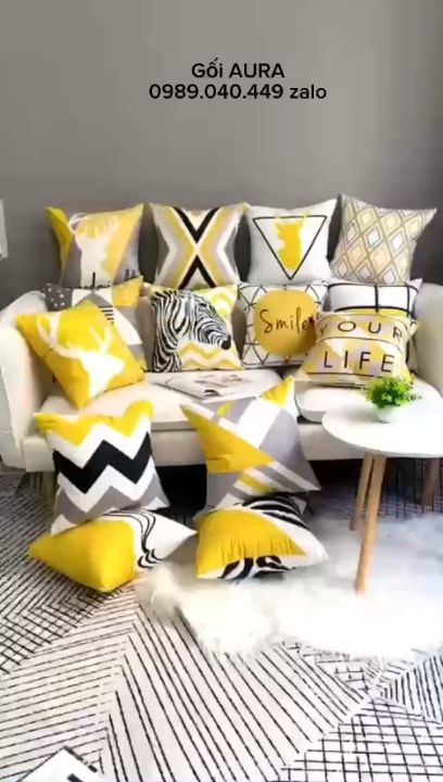 Gối tựa lưng, gối sofa, gối trang trí, gối vuông, gối văn phòng 45X45 (vỏ gối)