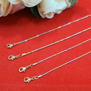 สร้อยข้อเท้าทองสองกษัตริย์ 2k คละแบบ ลายกระดูกงู ลายโซ่ ยาว 9-12 นิ้ว ปรับระดับได้ ใส่อาบน้ำได้ ไมครอน ทองชุบ รูปถ่ายจากสินค้าจริง