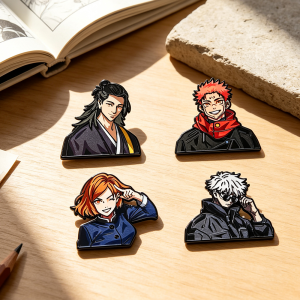 4pcs Anime Enamel Pins Satoru Gojo Cartoon Figure Lapel Pins Accessories Souvenir Gift for Anime Fans Collectors