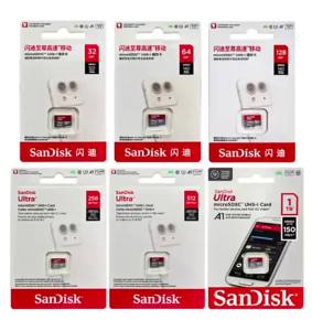 SanDisk Ultra MicroSD Card 32GB MicroSDHC A1 UHS-I Class10 64GB 128GB 256GB 512GB 1TB MicroSDXC Perfect for Full HD Video