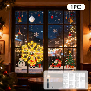 Warm/Multi-color Christmas Window Snowflake Lights 8/12 Lighting Modes Battery Powered LED Neon Hanging Lamp for Xmas Holiday