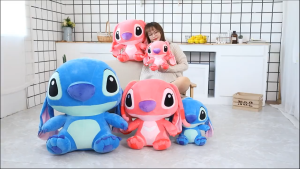 【SG-spot】Cute Stitch Doll Blue Interstellar Baby Stitch Plush Toy Sitting Height 45cm Throw Pillow Doll