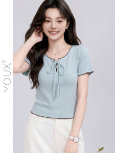 YOUXIANG | Áo Thun Mùa Hè Kiểu Dây Kéo Pháp