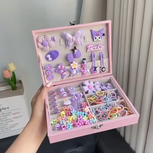 Kuromi Childrens Hair Accessories Set Gift Box Girls Cartoon Hair Accessories Gift Box | Kuromi / My Melody / Strawberry Bear / Cinnamoroll Options| Perfect Christmas Gift for Girls Hair Ties Ornaments Kuromi Hair Rope Cartoon Accessories Girl Gift