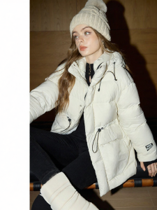 KUHNMARVIN | Áo Khoác Hooded Chít Eo 90% Lông Vịt Trắng