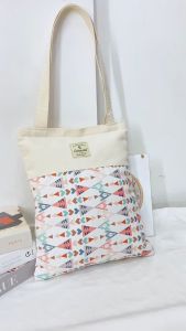 Carravelle Store tote bag kanvas motif / tas wanita totebag risleting untuk tas belanja dan kuliah bisa custom sablon TT 008