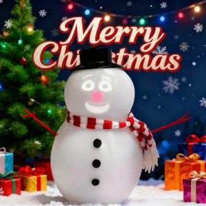 Snowman Christmas Decorations with Built-In Projector Speaker Cute Animated Snowman Ornament for Indoor Apartment Bedroom