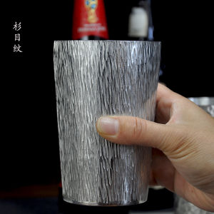 Handmade Pure Tin Beer Cup Red Wine Cup Hard Liquor Cup Whiskey Cup Home Use Rock Texture Cup Japanese Style Metal Construction