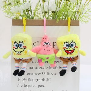 Cartoon SpongeBob Plush Keychains SpongeBob SquarePants Patrick Star Stuffed Dolls Bag Pendant Gift