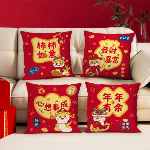 Double-Sided New Year Snake Year Decorative Pillow: A Festive Red Lucky Wealth Attracting Gift