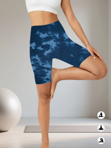 Super Soft High Waisted Tie Dye Sport Biker Shorts for Women No See Running Yoga Athletic Gym Shorts
