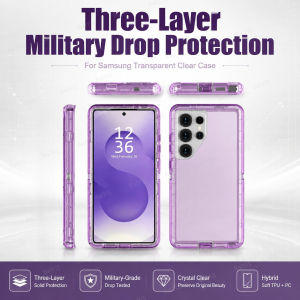 3 in 1 Military Heavy Duty Shockproof Clear Case for Samsung Galaxy S26 Ultra S25 S24 S23 S22 S21 Note 20 Plus Protection Cover