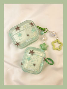 Mint Green Splatter Star AirPods Protective Case Wireless Bluetooth Apple Earphone Cover Soft TPU Second Generation Third Generation Fourth Generation