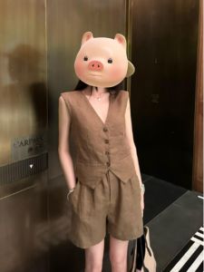 This Years Popular Summer Matching a Set of Fashion Vest Vest Shorts Two-piece Set Old Money Style Summer Womens Clothing