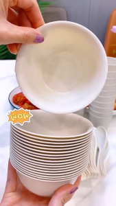 10Pcs Rice Husk Disposable Bowl Degradable Food Grade Dinnerware Thickened Disposable Bowl Cup Plate Tableware