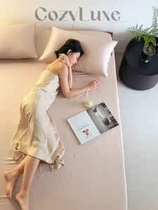 CozyLuxe ICE Silk Bedsheet Smooth Cooling Solid Color Fitted Bed Sheet Single & Queen & King Bedsheet Set