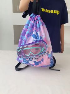Children Swimming Bag Wet And Dry Separation Wash Bag Cartoon Storage Bag Beach Drawstring Backpack