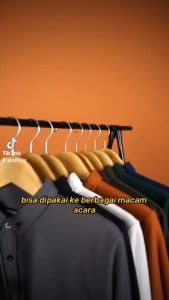 Kemeja hitam panjang pria kekinian Kemeja Polos slimfit formal bahan katun pique