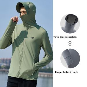 Jeep | Jeep Ice Silk Mens Outdoor Lightweight Breathable Sun Protection Clothing Summer UV Protection Face Mask Ultra-Light Skin Shirt