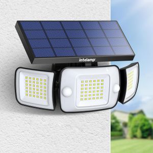 intelamp | Solar Lights Outdoor with 3 Modes Motion Sensor Super Bright Wall Lamp IP65 Waterproof Street Light for Garden Yard Path Garage