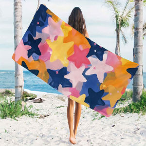 colorful paint stars Beach Towels Ultra Lightweight Quick Drying Super Absorbent Summer Essential Fast-Drying Towel for Beach