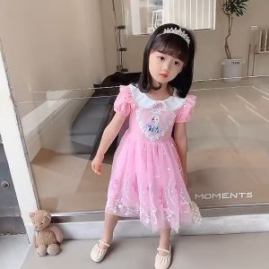 Mahkota GratisAnak Perempuan Frozen Elsa Princess Dress untuk Pesta Bunga Gaun Tutu