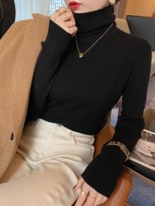 ผู้หญิง สูง ปกเสื้อ เสื้อสเวตเตอร์ถัก หนาขึ้น ฤดูใบไม้ร่วง ฤดูหนาว ทันสมัย เสื้อตัวในแขนยาว สลิมฟิต สไตล์เกาหลี เสื้อ