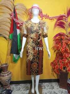 DRESS TENUN MIK BROKAT KUNING EMAS TERBARU
