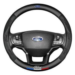 Carbon Fiber Leather Steering Wheel Cover for Ford Ranger Everest Focus Ecosport Fiesta