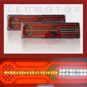 1 Set Stoplamp Running Variasi Trapesium Lampu Rem Belakang Truk 24 Volt