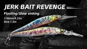 Meredith | MEREDITH Minnow Wobbler Fishing Lures 110mm Artificial Hard Bait Slow Sinking Or Flaoting Depth 0-3m Bait Jerk Bass Pike Baits
