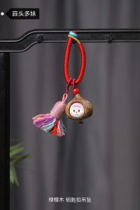 Colorful Sandalwood Keychain Pendant Car Key Bag Multi-Sister Mobile Phone Key Holder Creative Decorative Accessories