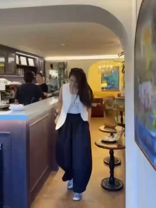 กางเกงทรงกระบอกใหญ่ ผ้าหนานุ่ม อยู่ทรง ยับยาก ไม่พริ้ว ชาย หญิงใส่ได้ 1629#