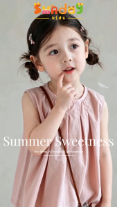 Sundaykids Girls sleeveless pink top and shorts set
