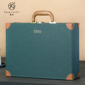 Elegant Double-Bottle Red Wine Gift Box High-End Wine Leather Box Handheld Red Wine Box New Model Wine Bottle Holder