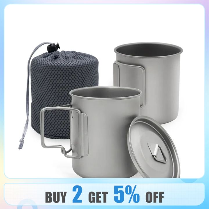 Ultralight Camping Mug Titanium Cup Tourist Tableware Picnic Utensils