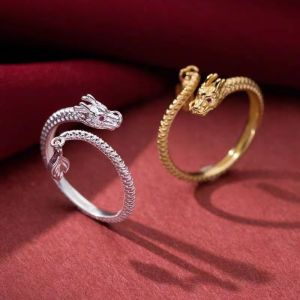 2024 New Shenlong Đu Năm nhẫn hình đuôi của Rồng Benming Năm Đồ Trang Sức Tiền Tài May Mắn trang sức thời trang Newyear Quà Tặng Cho Phụ Nữ Người Đàn Ông