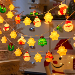 20LED Christmas String Lights Battery Operated - Santa/Snowman/Tree Design for Indoor Party Bedroom Xmas Decoration Gift