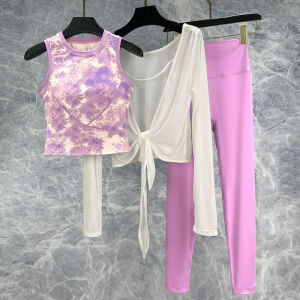 Christmas Print Yoga Set Womens Long Sleeve Pilates Fitness Vest Integrated High End Professional Sports Bra with Chest Pad