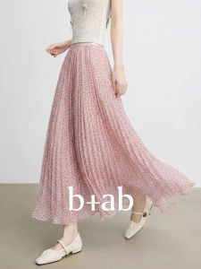 Pink Polka Dot Pleated Skirt